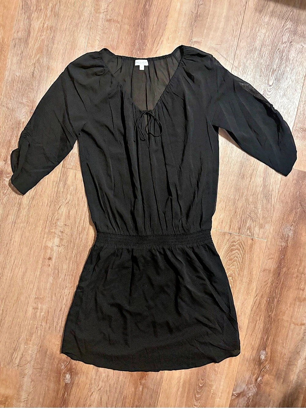 Dea Kudibal Black Silk Dress S 92% Mulberry Silk Danish Designer Ruched Waist